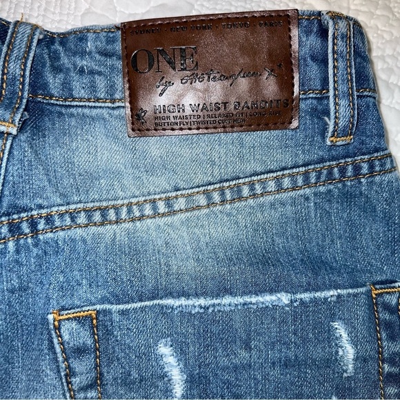 One Teaspoon Shorts Women 25 High Waist Bandits Relaxed Fit Twisted Cuff Hem B21 - Picture 4 of 10